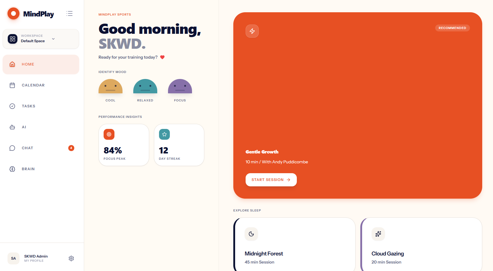 MindPlay Sport organization dashboard