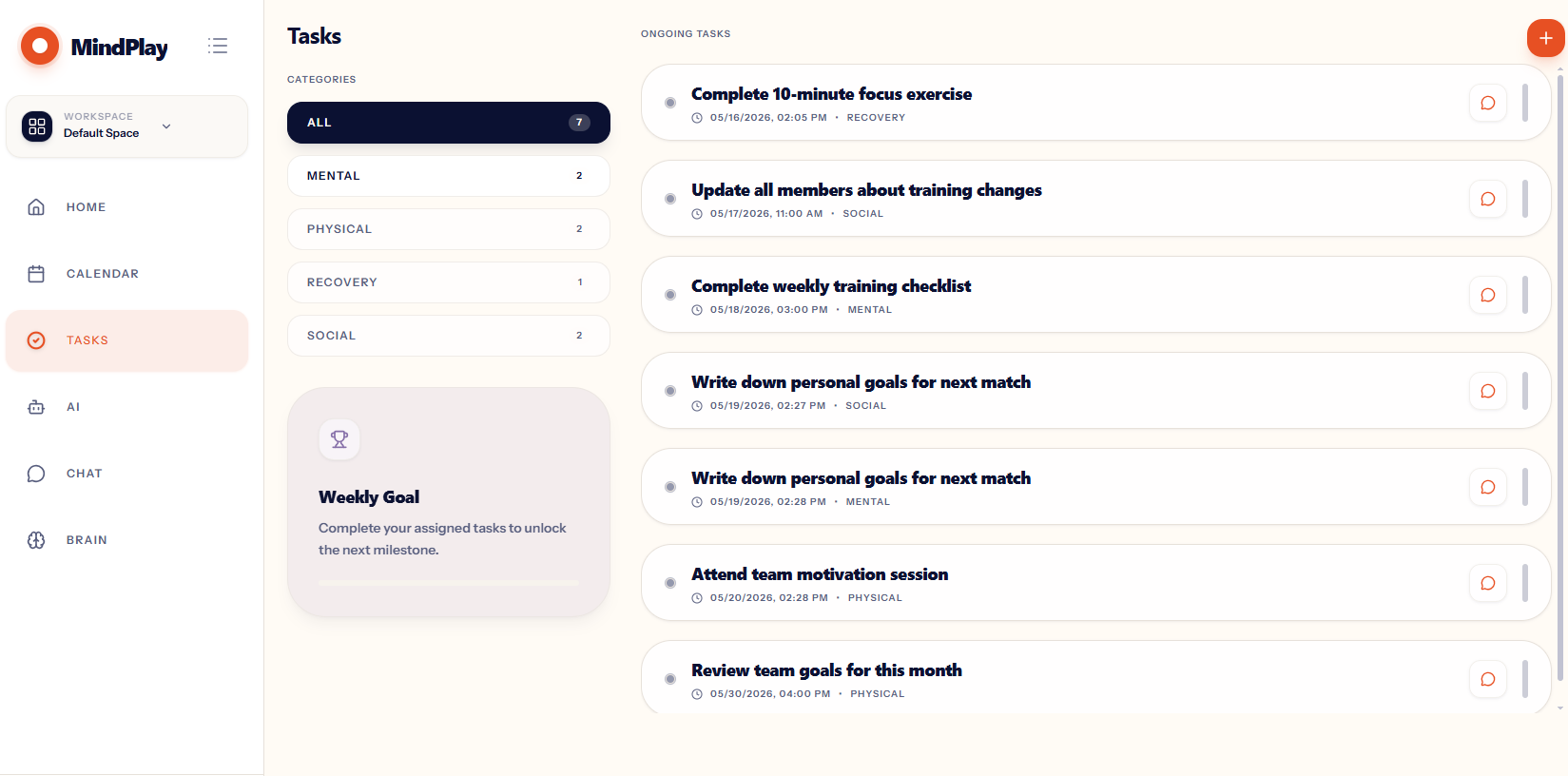 MindPlay Sport team task management